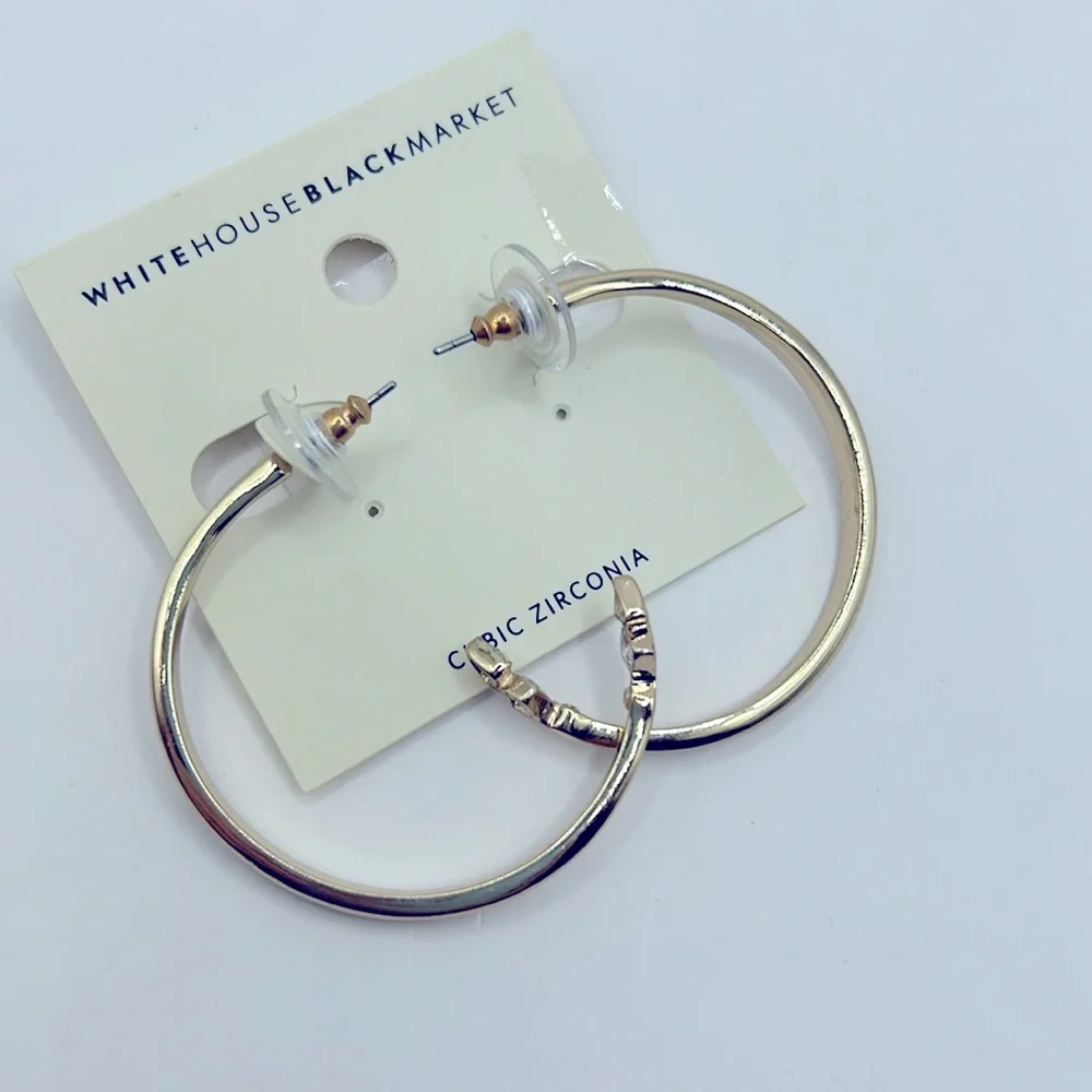 White House Black Market Gold Tone Hoop Earrings NWT